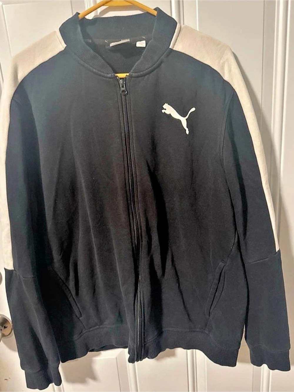 Puma Full-Zip Track Jacket Color Block Black & White Size Large